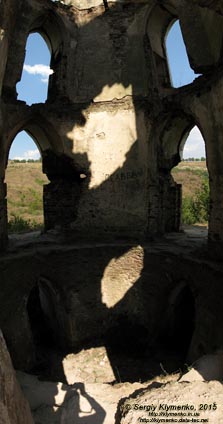 Тернопольская область, возле села Нырков. Фото. Червоногородский замок (48°48'15"N, 25°35'48"E), северная башня, вид изнутри.