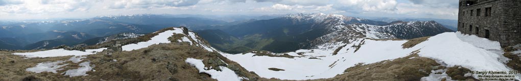 Фото Карпат. Панорама (~180°) с вершины горы Поп Иван Черногорский (Черная Гора).