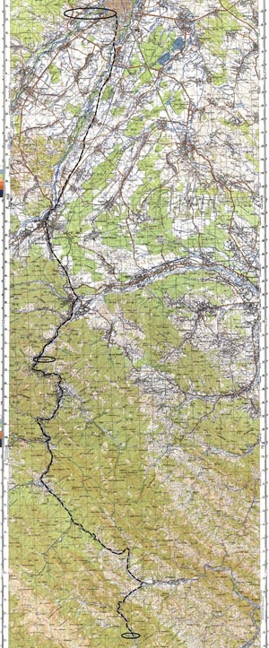 Карпаты. Схема маршрута от Ивано-Франковска до селения Топильче. Внимание! Размер файла около 1,3MB.