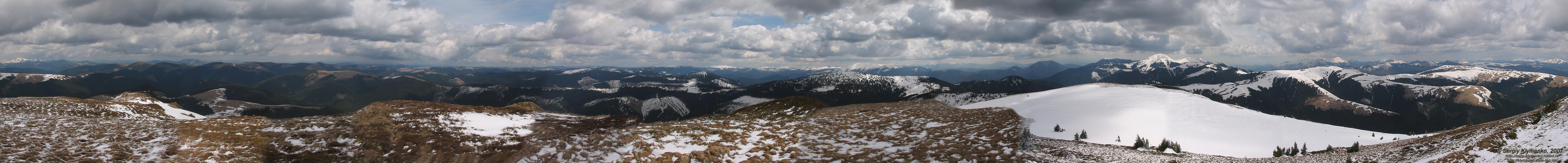 Фото Карпат, круговая панорама с вершины горы Чивчин (47°51'33