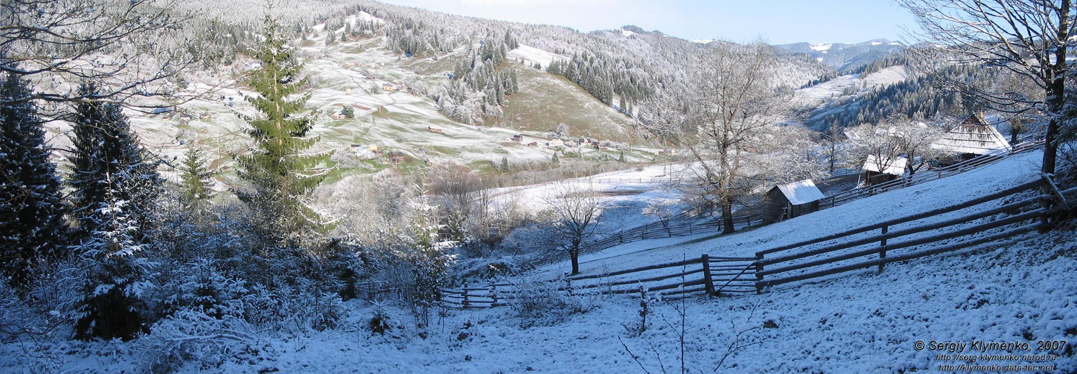 Фото Карпат, селение Топильче и Черный Черемош. Почти зимние пейзажи окрестных гор.