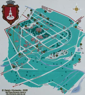 Переяслав. План-схема центральной части города с обозначением основных достопримечательностей и музеев.