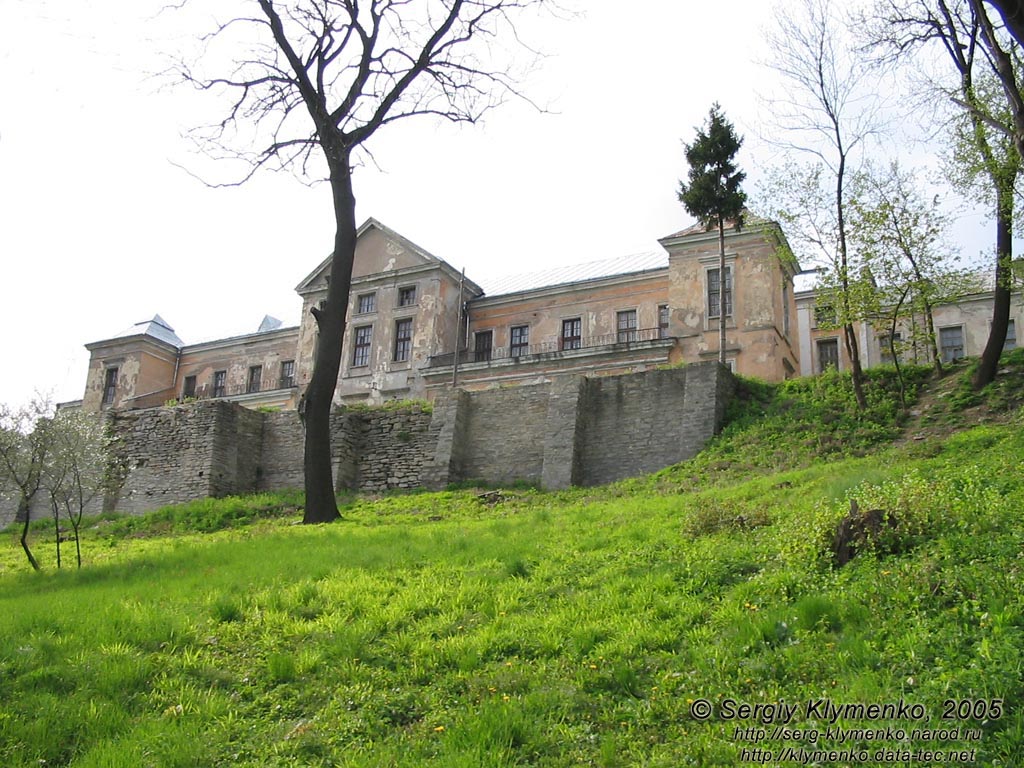 Вишнивец. "Замок над Горынью"; вид на Вишневецкий дворец со стороны речки Горынь.
