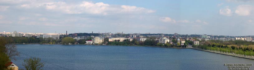 Тернополь. Фото. Панорама города и Тернопольского озера с высоты птичьего полета.