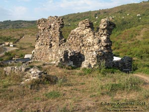 Закарпатская область. Виноградов. Фото. Руины замка (Угочанской крепости). Северная угловая башня, вид изнутри замка.