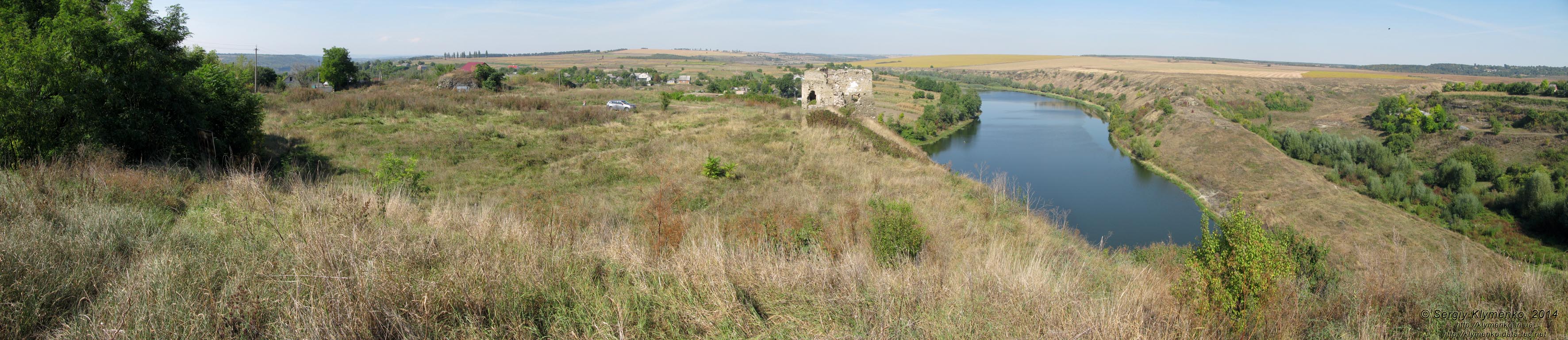 Подолье, Хмельницкая область. Жванец. Фото. Панорама (~180°) территории Жванецкого замка (XV-XVII века). Вид с руин северо-восточной башни.