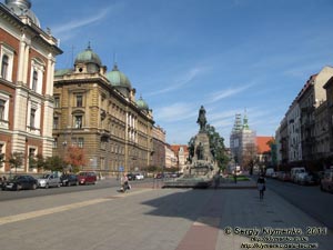Фото Кракова. Площадь Яна Матейко (Plac Jana Matejki) и памятник Грюнвальдской битве (Pomnik Grunwaldzki w Krakowie).