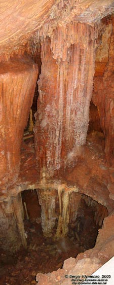 Пещера «Эмине-Баир-Хосар». Двухэтажное кальцитовое озеро, покинутое водой в зале Дублянского В. Н.