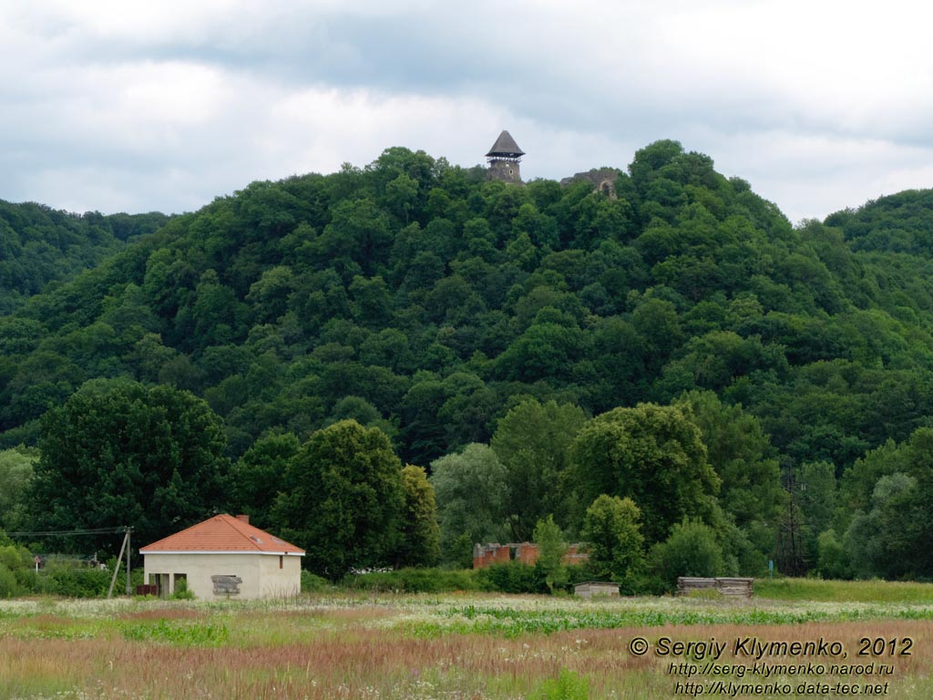 Закарпатская область, село Невицкое. Фото. Вид на гору и Невицкий замок от села Невицкое.