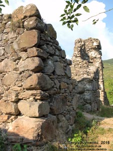 Закарпатская область. Виноградов. Фото. Руины замка (Угочанской крепости). Юго-восточная стена, вид извне замка с юга.