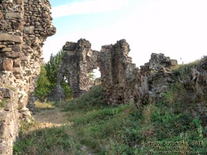 Закарпатская область. Виноградов. Фото. Руины замка (Угочанской крепости). Восточный угол замка, вид изнутри замка от северо-восточной стены.